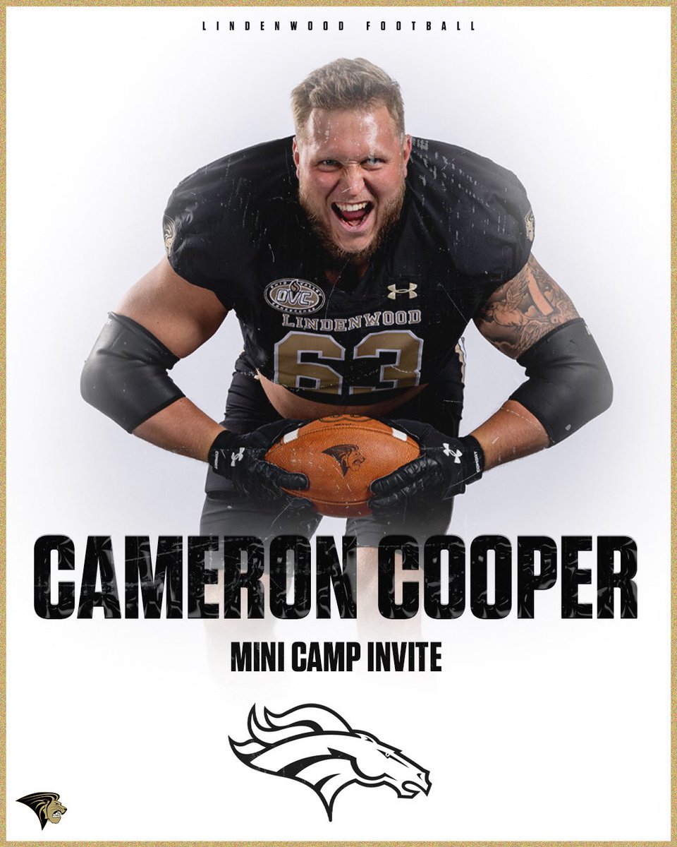 Lindenwood Athletics (@lu_lions) on Twitter photo Cameron Cooper of the <a href="/LindenwoodFB/">Lindenwood Football</a> π¦π team has accepted a minicamp invite with the Denver Broncos!
π | tinyurl.com/4t39usvw
#NewLevel Cameron Cooper of the <a href="/LindenwoodFB/">Lindenwood Football</a> π¦π team has accepted a minicamp invite with the Denver Broncos!
π | tinyurl.com/4t39usvw
#NewLevel