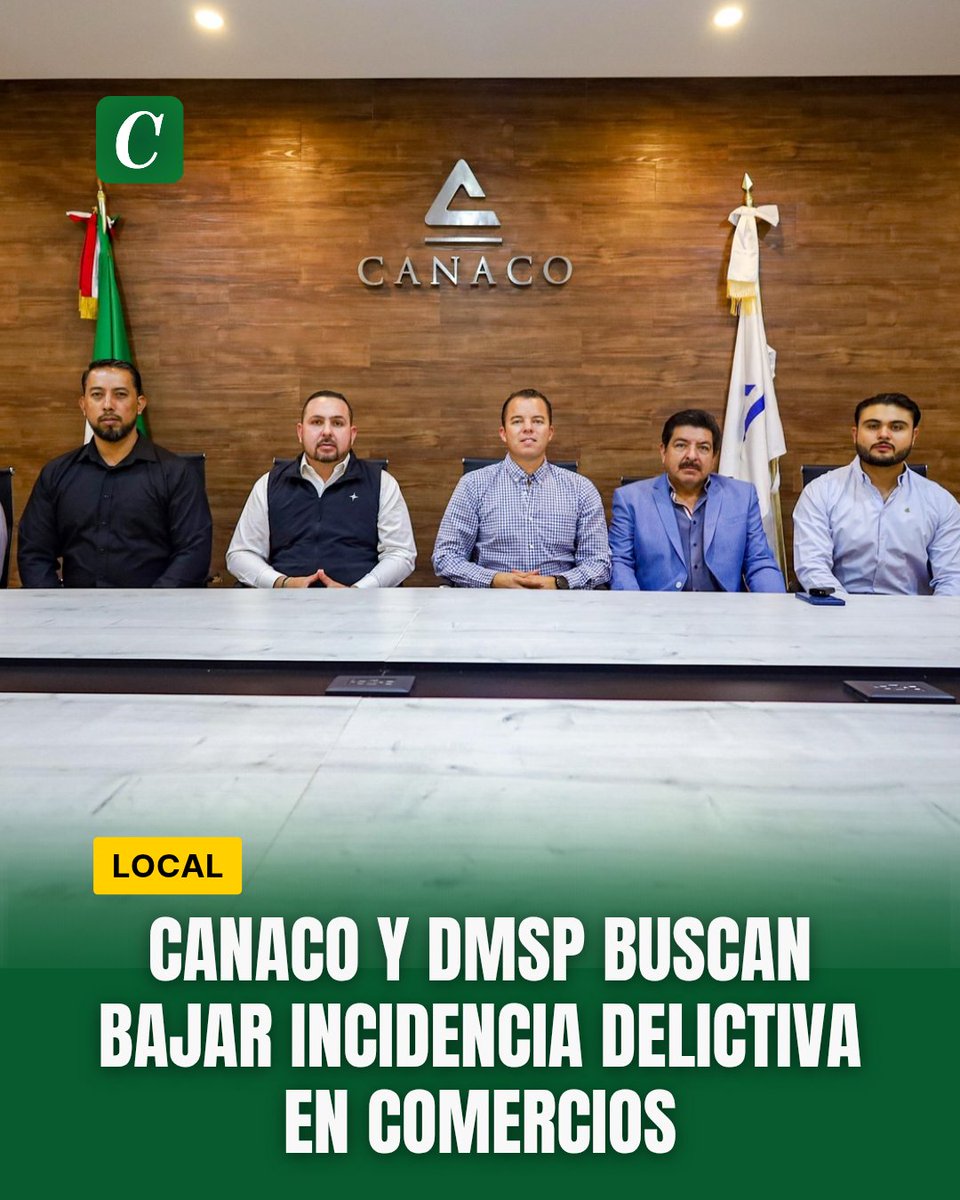 <a href="/CanacoDurango/">Canaco Durango</a> y <a href="/DMSPDGO/">DMSP DGO</a> buscan bajar incidencia delictiva en comercios 🤝🏻👮🏻‍♂️

Por: Martha Casas.

El presidente de la Cámara de Comercio, Servicios y Turismo (CANACO) en Durango, Mtro. Sergio Sánchez López sostuvo una reunión de trabajo con el Director Municipal de Seguridad