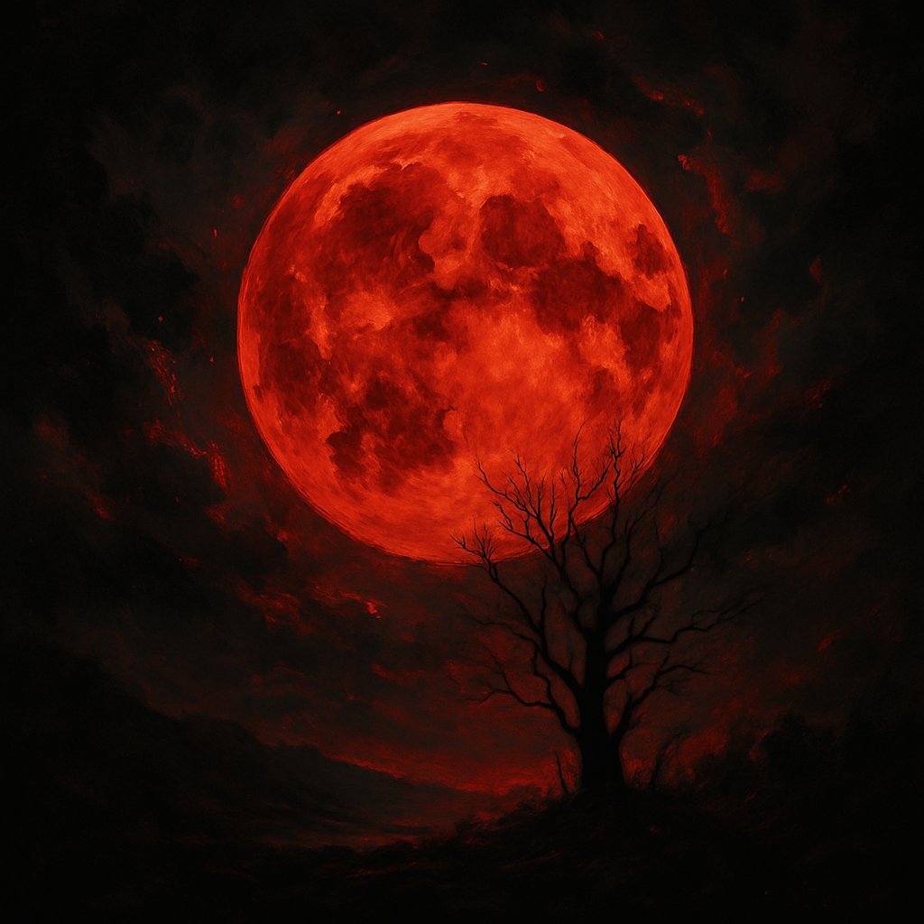 "When the blood moon reigns, the veil between worlds thins, and legends are written in ash and flame."
  
Witness the Blood Moon Collection 

 tresr.com/tag/blood-moon

<a href="/0xTRESR/">TRESR</a>

#BloodMoon #DarkFantasy #FantasyArt #BloodMoonCollection #MythicWorlds #ForgedInDarkness #TRESR