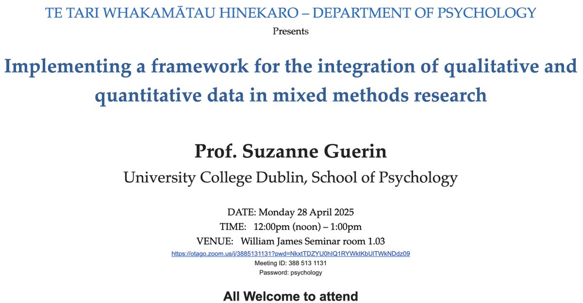Suzie Guerin (@suzie_guerin) on Twitter photo Looking forward to giving a seminar for <a href="/otago/">University of Otago</a> Dept of #Psychology today, based on work with <a href="/annedodd11/">Anne Dodd</a> Middle of the night for <a href="/UCDPsychology/">UCD Psychology</a> but #sabbaticaladventures continue!
otago.zoom.us/j/3885131131?p…
#UCDPsychologyontour <a href="/ucdsocscilaw/">UCD Social Sciences</a> Looking forward to giving a seminar for <a href="/otago/">University of Otago</a> Dept of #Psychology today, based on work with <a href="/annedodd11/">Anne Dodd</a> Middle of the night for <a href="/UCDPsychology/">UCD Psychology</a> but #sabbaticaladventures continue!
otago.zoom.us/j/3885131131?p…
#UCDPsychologyontour <a href="/ucdsocscilaw/">UCD Social Sciences</a>