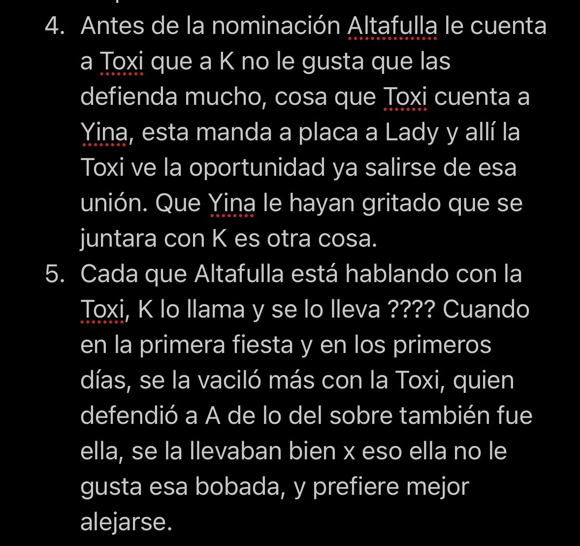 Razones por las que creo que la Toxi no está celosa de Altafulla y Karina, más bien veo a una persona que se cansó y se hartó de los comportamientos de ella y aprovechó la nominación de Yina para abrirse de ese parche. #LaCasaDeLosFamososCol #LaCasaDeLosFamososCol2