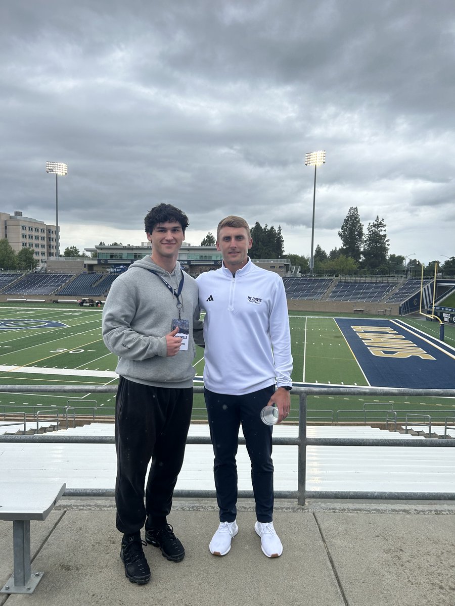 Jacob Stickevers (@jakestickevers_) on Twitter photo Junior Day at UC Davis — Really enjoyed meeting the coaches and staff, learning about the program, and touring the facilities. Excited to compete in June at camp!
<a href="/VintagePlough/">Timothy Plough</a> <a href="/CoachATaylor3/">Austin Taylor</a> <a href="/PGregorian/">Paul Gregorian</a> <a href="/WyattGardner23/">Wyatt Gardner</a> <a href="/Coach_CoombsUCD/">Matt Coombs</a> <a href="/CalHighFootball/">Grizzly Football</a> Junior Day at UC Davis — Really enjoyed meeting the coaches and staff, learning about the program, and touring the facilities. Excited to compete in June at camp!
<a href="/VintagePlough/">Timothy Plough</a> <a href="/CoachATaylor3/">Austin Taylor</a> <a href="/PGregorian/">Paul Gregorian</a> <a href="/WyattGardner23/">Wyatt Gardner</a> <a href="/Coach_CoombsUCD/">Matt Coombs</a> <a href="/CalHighFootball/">Grizzly Football</a>