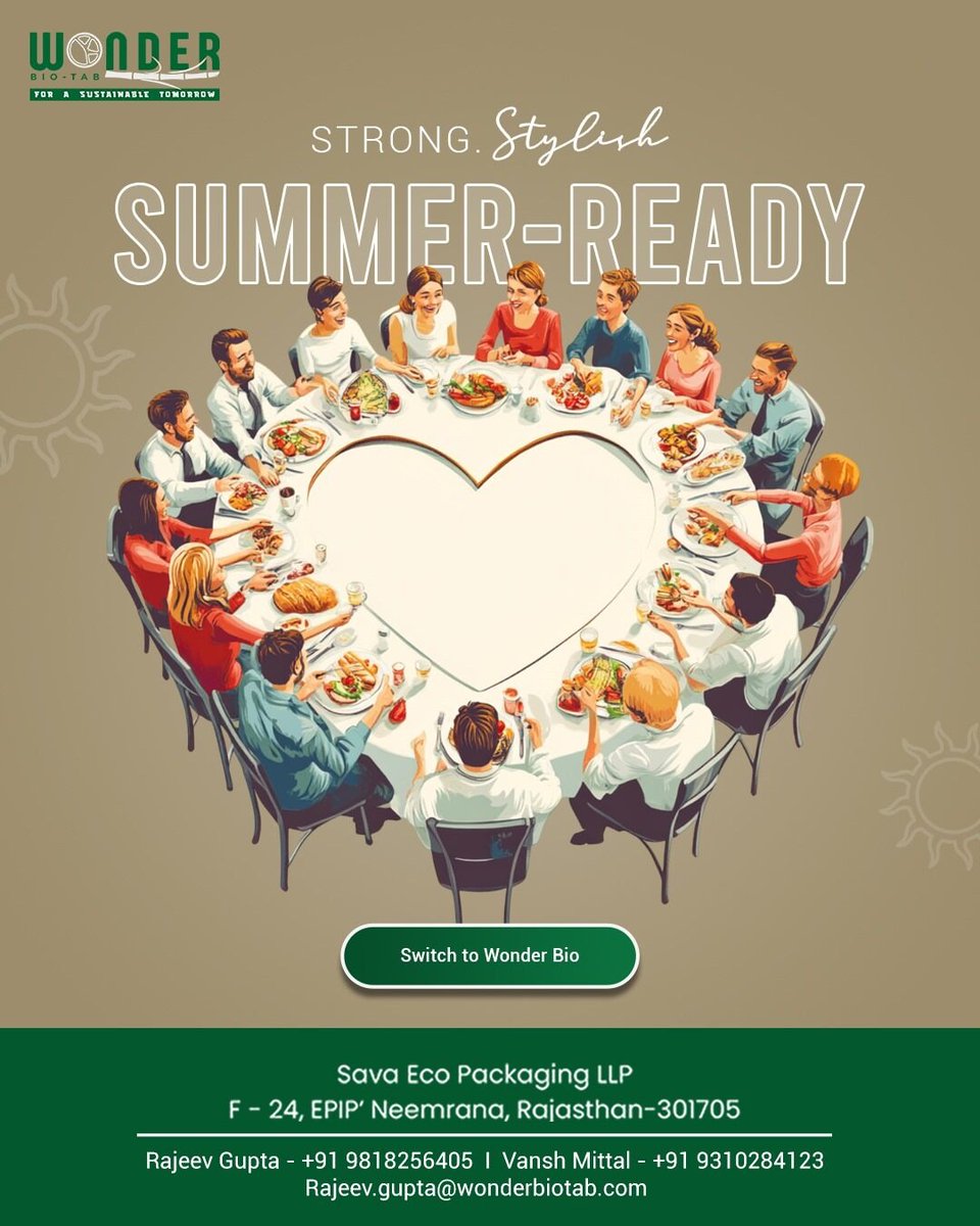 wonderbiotab's tweet photo. 🌞 Bring the heat, not the waste!
Summer meals deserve a setup that’s strong on style and kind to the planet. 🌿
Choose smart. Choose sustainable.

For more details
📞+919818256405

We are on Amazon now:
https://t.co/l1yh6DDxtW

#Wonderbiotab  #AmazonFinds #ShopNow  #Tableware https://t.co/GXpwzBc1kG