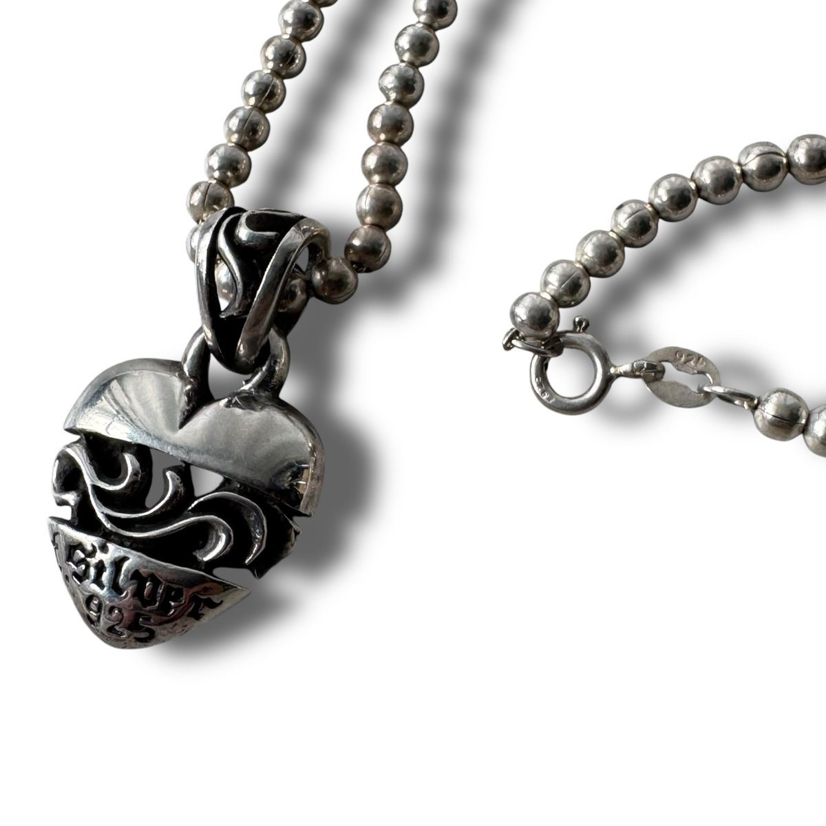 エルカジョン　ネックレス　925 ♾vintage silver jewelry♾ heart/scroll motif design necklace