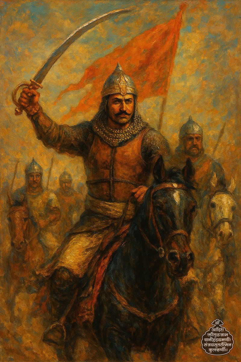 AjaatShatrruu's tweet photo. मराठ्यांच्या इतिहासातील एक वादळ ज्याने मोगल साम्राज्य खिळखिळं करून सोडलं ते २८ एप्रिल, १७४० रोजी शांत झालं. आज थोरल्या बाजीराव पेशव्यांचा स्मृतिदिन.

राऊसाहेबांचे अचूक वर्णन तत्कालीन हिंदुस्तानातील दोन लोकांनी अगदी अचूक केले.

🔸 “…येक बाजीराऊच हिमतीस मानुस, वरकड कोणी नाही…!”

- पुण्यश्लोक शाहूछत्रपती

🔸“ए तो सैतान हैं!”

- मोगल बादशाह मुहम्मद शाह

बाजीरावांच्या पुण्यप्रतापी स्मृतीस त्रिवार वंदन💐