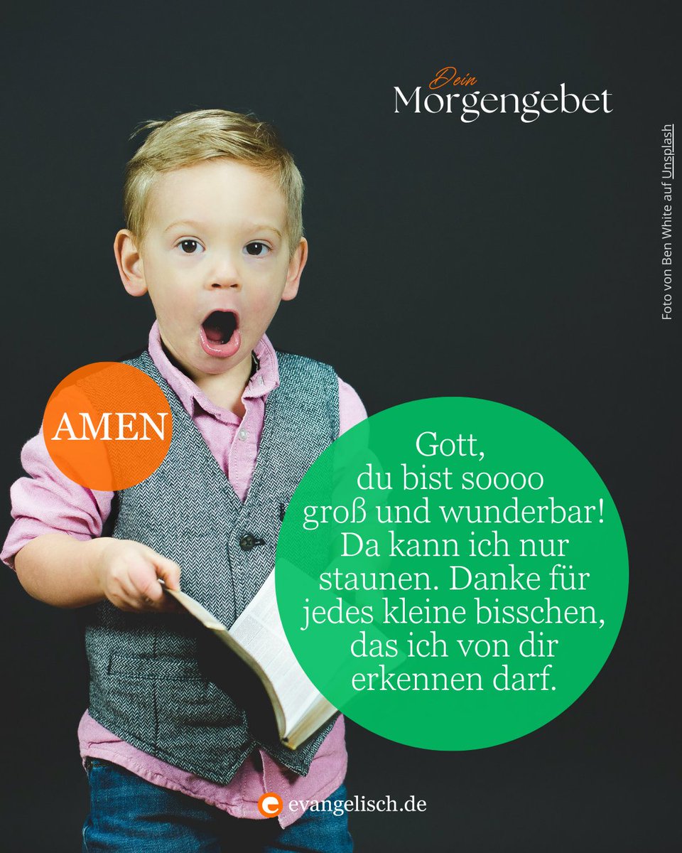 Unser #Morgengebet für heute:

Gott, du bist soooo groß und wunderbar! Da kann ich nur staunen. Danke für jedes kleine bisschen, das ich von dir erkennen darf.
Amen

Lasst uns beten 🙏⤵️