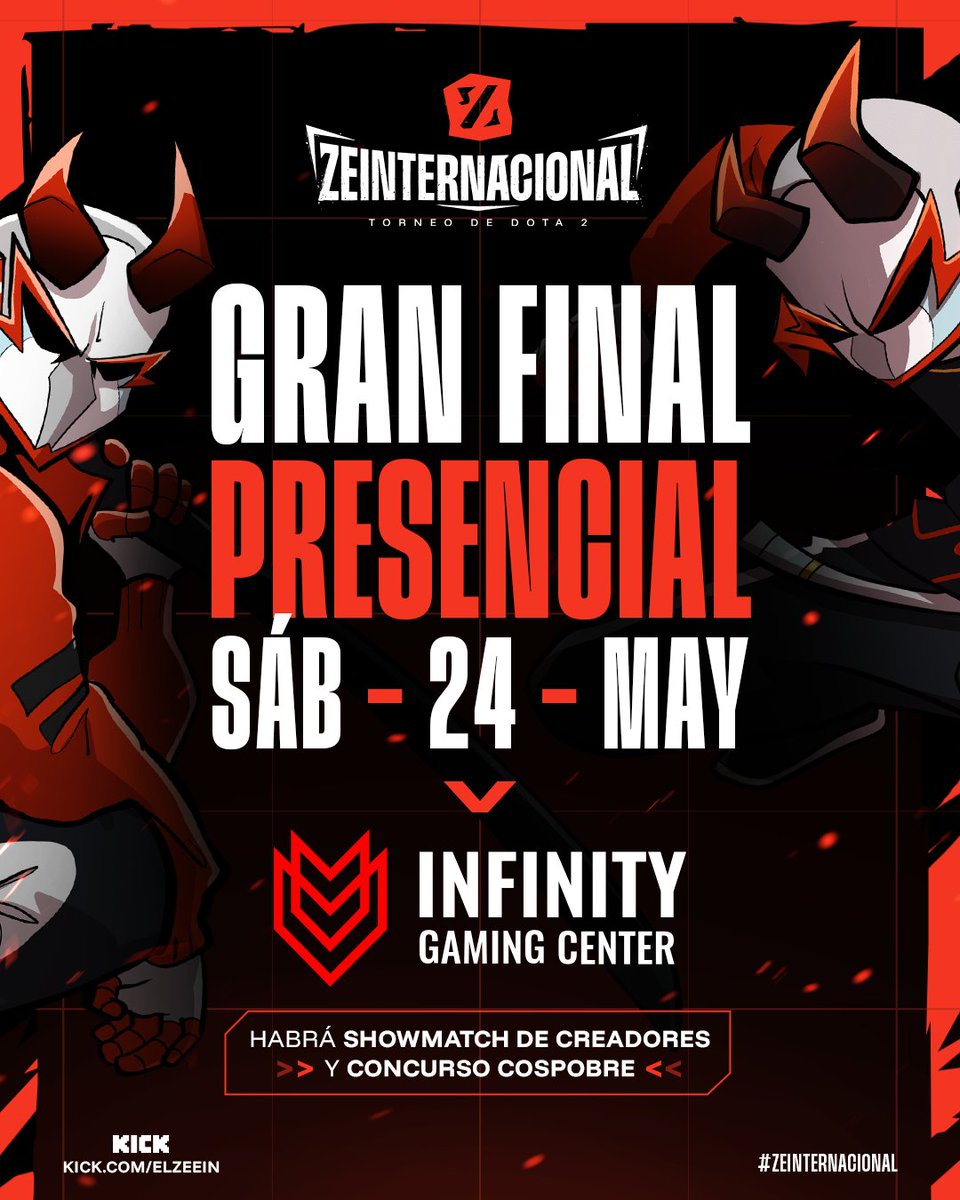 Zein (@elzeeeein) on Twitter photo 💣Anuncio Bomba 💣
Se hará la final del torneo de Dota 2 Zeinternacional de manera presencial el 24 de Mayo junto a <a href="/InfGamingPE/">InfinityGamingPE</a> 🔥
Atentos a los próximos días para las entradas que son pocas y por ende exclusivas 💎 💣Anuncio Bomba 💣
Se hará la final del torneo de Dota 2 Zeinternacional de manera presencial el 24 de Mayo junto a <a href="/InfGamingPE/">InfinityGamingPE</a> 🔥
Atentos a los próximos días para las entradas que son pocas y por ende exclusivas 💎