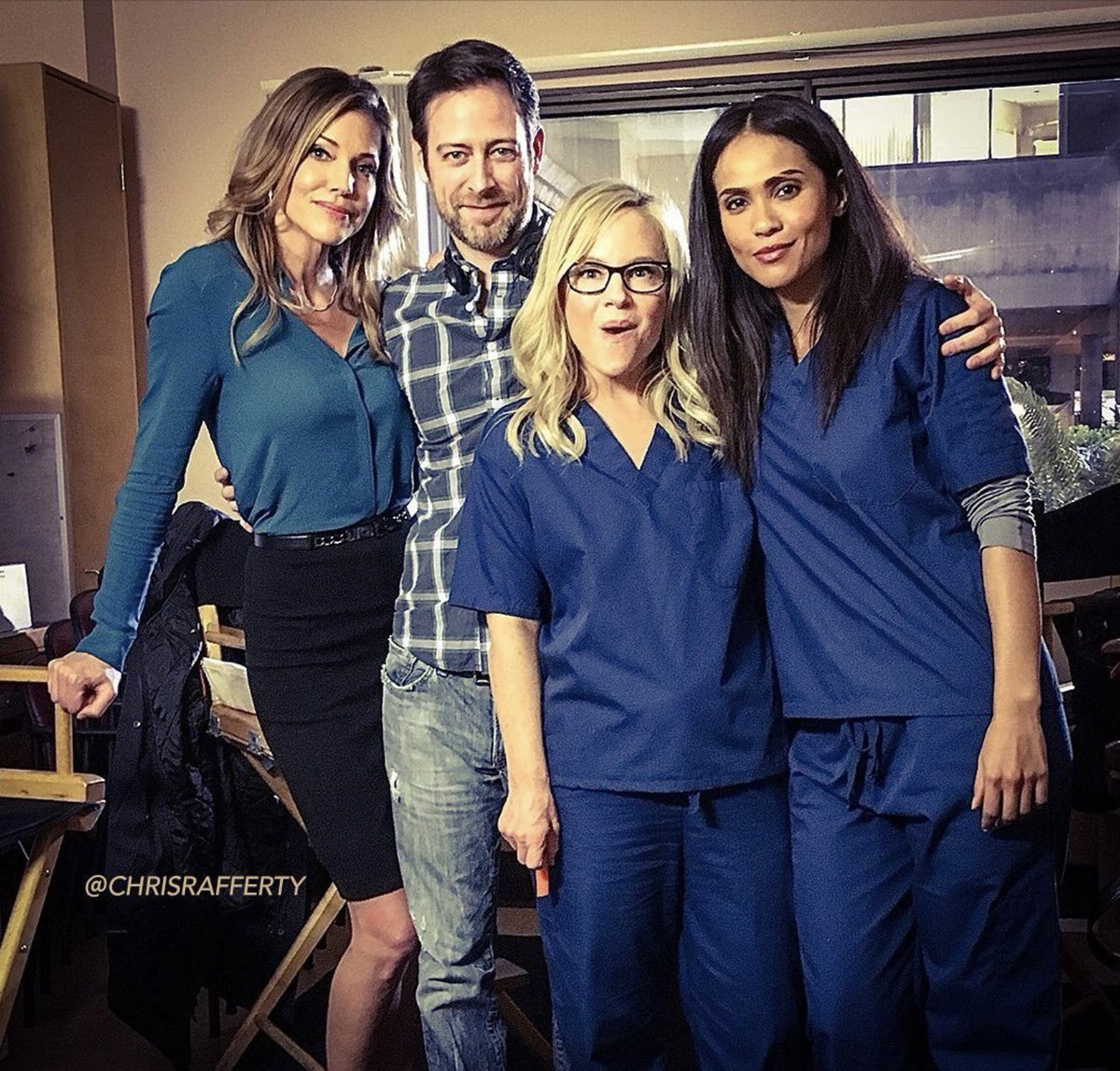 BostonYankee58's tweet photo. Half the Tribe with #ChrisRafferty #TrishaHelfer #RachaelHarris #LeslieAnnBrandt #Lucifer 😈 BTS. https://t.co/3spGrPdpA3