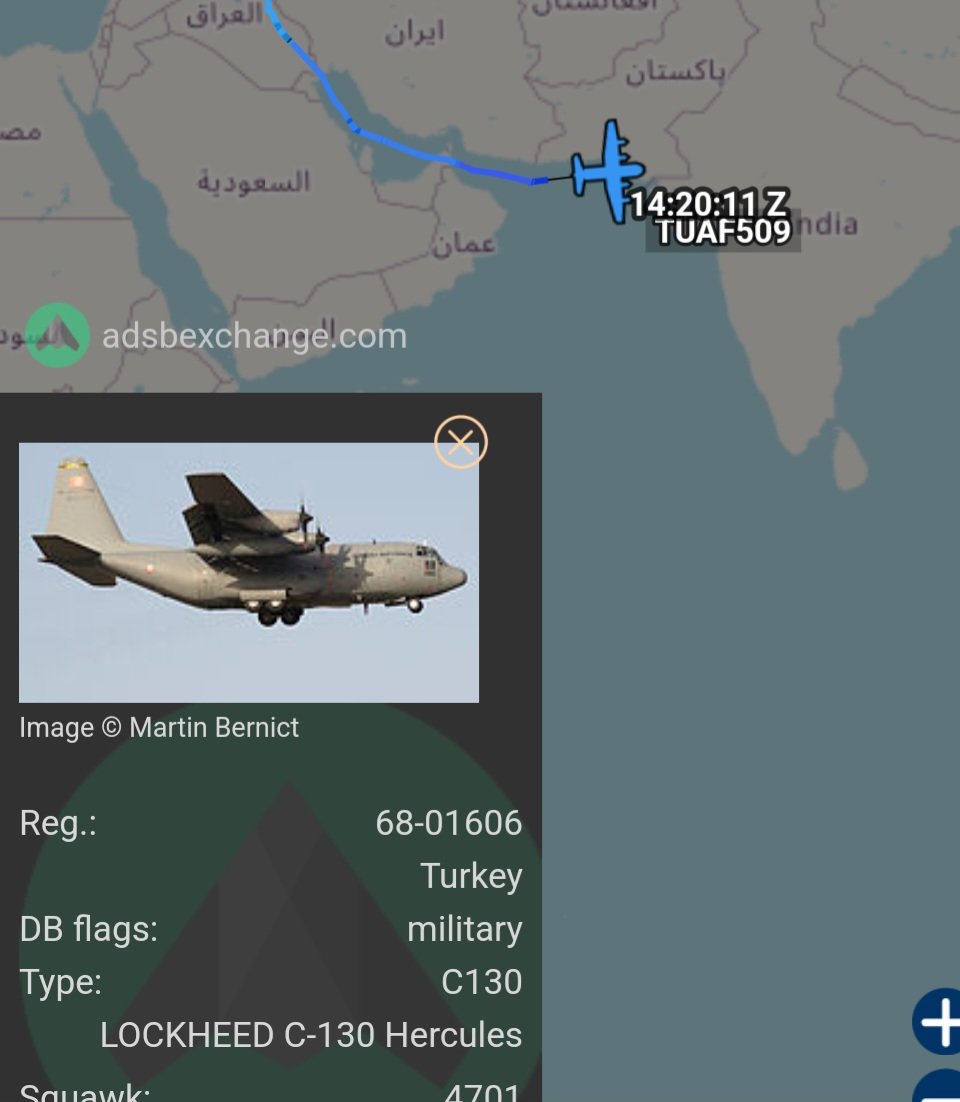 Turkish C-130 Hercules Spotted Over Arabian Sea: Speculation Surges on Urgent Ammunition Transfer to Pakistan

idrw.org/turkish-c-130-…