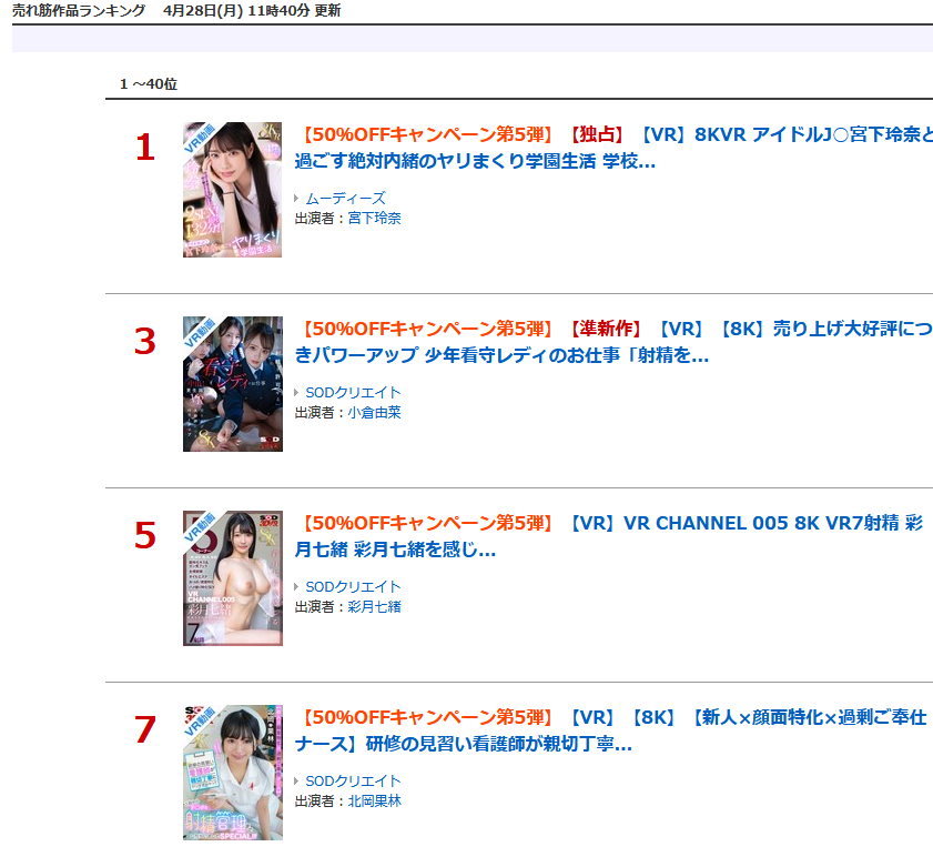 sod_info_sub's tweet photo. 【‼️本日開催‼️】

⚠️50％OFFキャンペーン第5弾
⚠️動画 売れ筋 7位(04/28)
【VR】【8K】【新人×顔面特化×過剰ご奉仕ナース】研修の見習い看護師が親切丁寧に...
https://t.co/9edoP3TpAp

⚠️本日配信開始
【VR】【8K】無表情カノジョ。
https://t.co/rX751IqmsH

#北岡果林 #PR @karin_kitaoka_ https://t.co/1mZexVbFBM