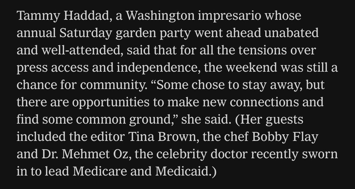 White House Correspondents Insider (@whcinsider) on Twitter photo โThere are opportunities to make new connections and find some common ground.โ โ <a href="/haddadmedia/">Tammy Haddad</a>
Read more from <a href="/grynbaum/">Michael M. Grynbaum</a> and <a href="/katie_robertson/">Katie Robertson</a> in <a href="/nytimes/">The New York Times</a>: nytimes.com/2025/04/27/busโฆ
#GardenBrunch #WHCD โThere are opportunities to make new connections and find some common ground.โ โ <a href="/haddadmedia/">Tammy Haddad</a>
Read more from <a href="/grynbaum/">Michael M. Grynbaum</a> and <a href="/katie_robertson/">Katie Robertson</a> in <a href="/nytimes/">The New York Times</a>: nytimes.com/2025/04/27/busโฆ
#GardenBrunch #WHCD