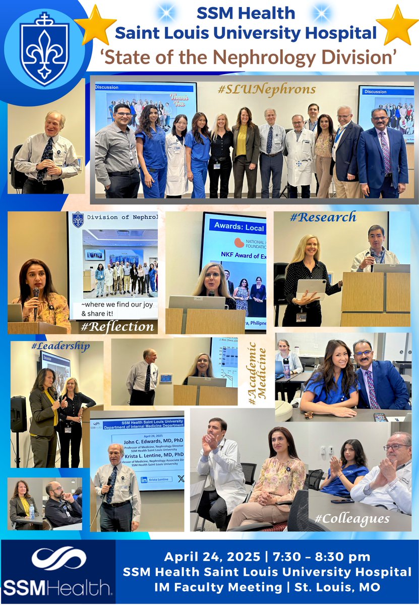 Krista Lentine, MD,PhD | FASN | FAST (@kristalentine) on Twitter photo 🎤🌟Honored to co-present “State of the #Nephrology Division” w/ #JohnEdwardsMD at <a href="/SSMHealthSTL/">SSM Health St. Louis</a> #IntMed Faculty Meeting!🤝🏽🏥
🤲🏽Celebrating incredible achievements of <a href="/slunephrons/">SLU Nephrons</a> — from #CKD to #Transplant to #Interventional & beyond! 💉🧬
💙“Where we find our joy &share it.”💚 🎤🌟Honored to co-present “State of the #Nephrology Division” w/ #JohnEdwardsMD at <a href="/SSMHealthSTL/">SSM Health St. Louis</a> #IntMed Faculty Meeting!🤝🏽🏥
🤲🏽Celebrating incredible achievements of <a href="/slunephrons/">SLU Nephrons</a> — from #CKD to #Transplant to #Interventional & beyond! 💉🧬
💙“Where we find our joy &share it.”💚