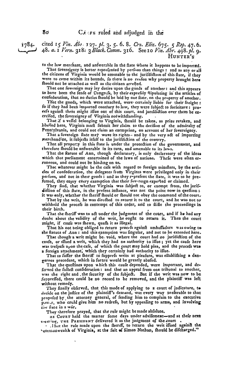 DavidHKinnaird's tweet photo. A case illustrative of a broader principle: an officer is bound to execute a valid writ, even if erroneous; but if the writ is void, the officer would be "a trespasser if he dared to obey it; a void authority being the same as none." Nathan v. Virginia, 1 Dall. 77, 79 (Pa. 1781). https://t.co/1vjfmgXVed