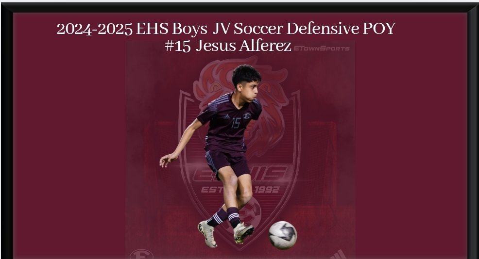 Congratulations to Jesus Alferez, who was awarded the 2024-2025 EHS BOYS JV SOCCER Defensive Player of the Year Award.