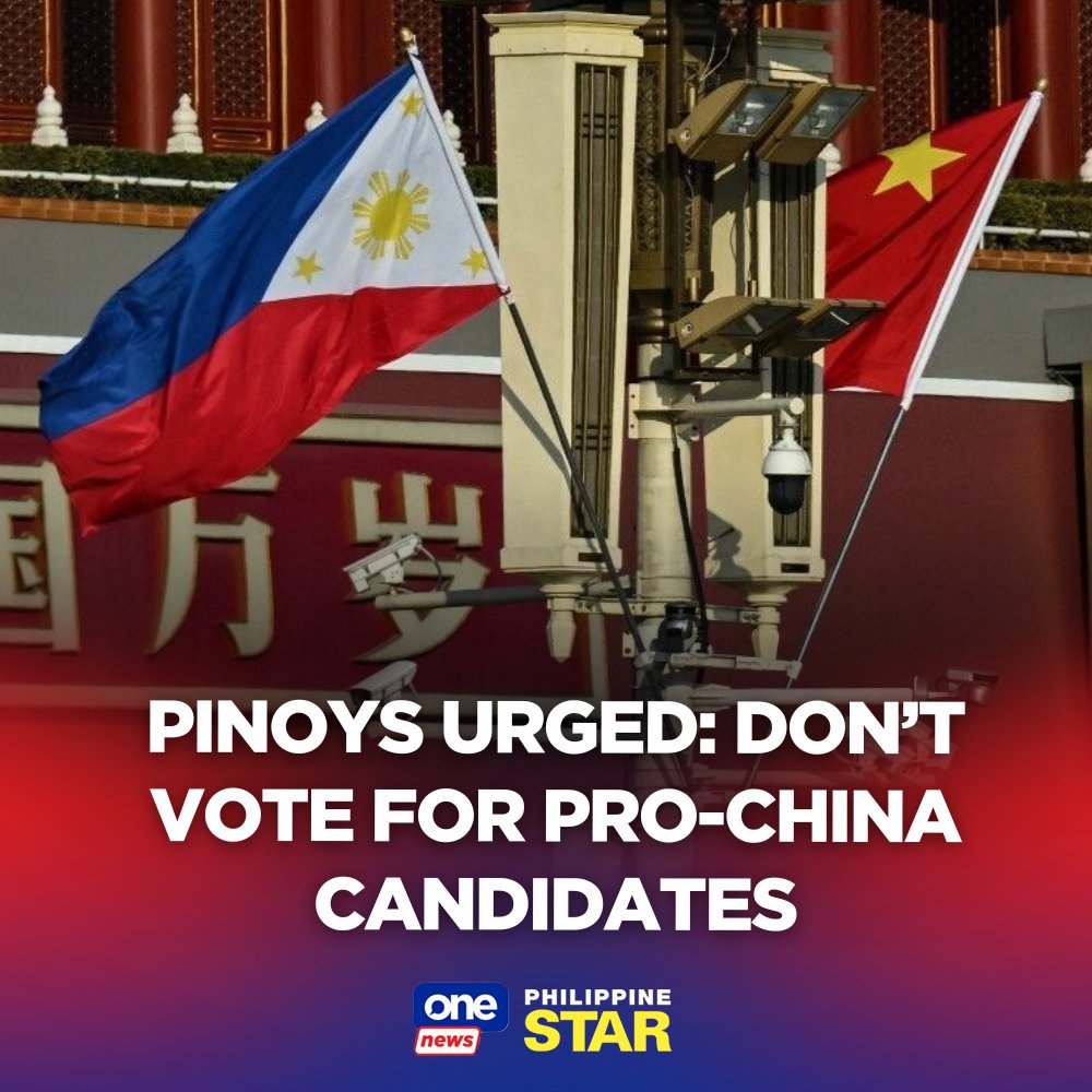 Filipinos should vote for candidates loyal to the flag and not to China, an administration lawmaker urged, with exactly two weeks to go before the midterm polls. tinyurl.com/bd7ssr4v | via <a href="/onenewsph/">ONE News PH</a>