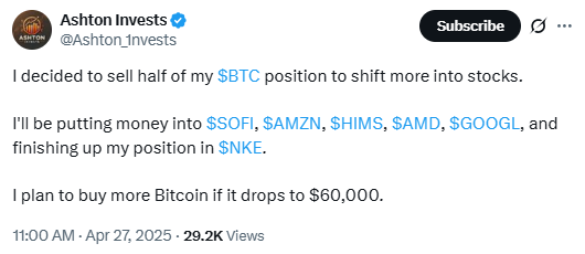 Just like Doomberg is still waiting for sub-$5K Bitcoin in 2023...

Just like people from 2020 are still waiting for $1K Bitcoin...

Just like Keith McCullough is still waiting for Quad 4.

This won't age well. Higher we go. 🚀🚀🚀