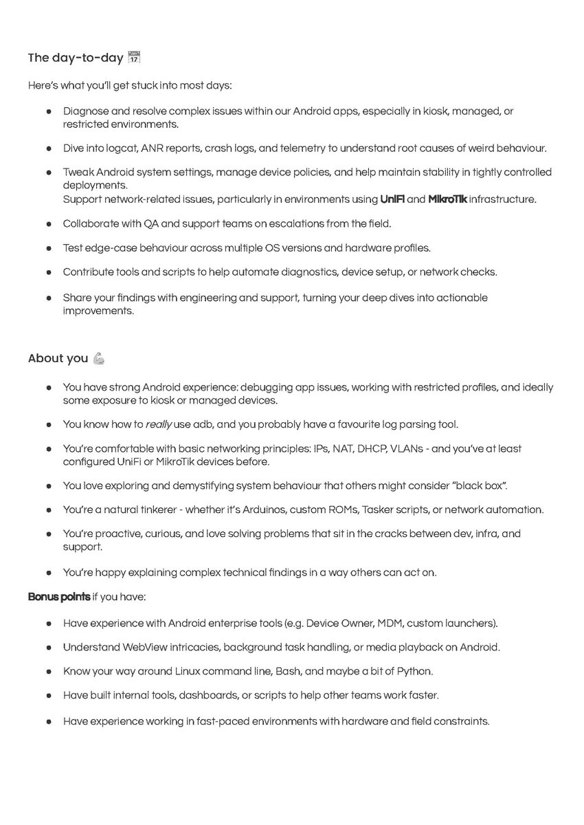 JaTa_Tech's tweet image. Love fixing weird tech problems no one else can?
We’re hiring an Android-savvy Engineer who lives and breathes IT — networks, devices, bug-fixing, you name it.

Perfect for tinkerers, hackers, and the proudly nerdy.

@JataTech for more details.
#Hiring #Android #GeekLife