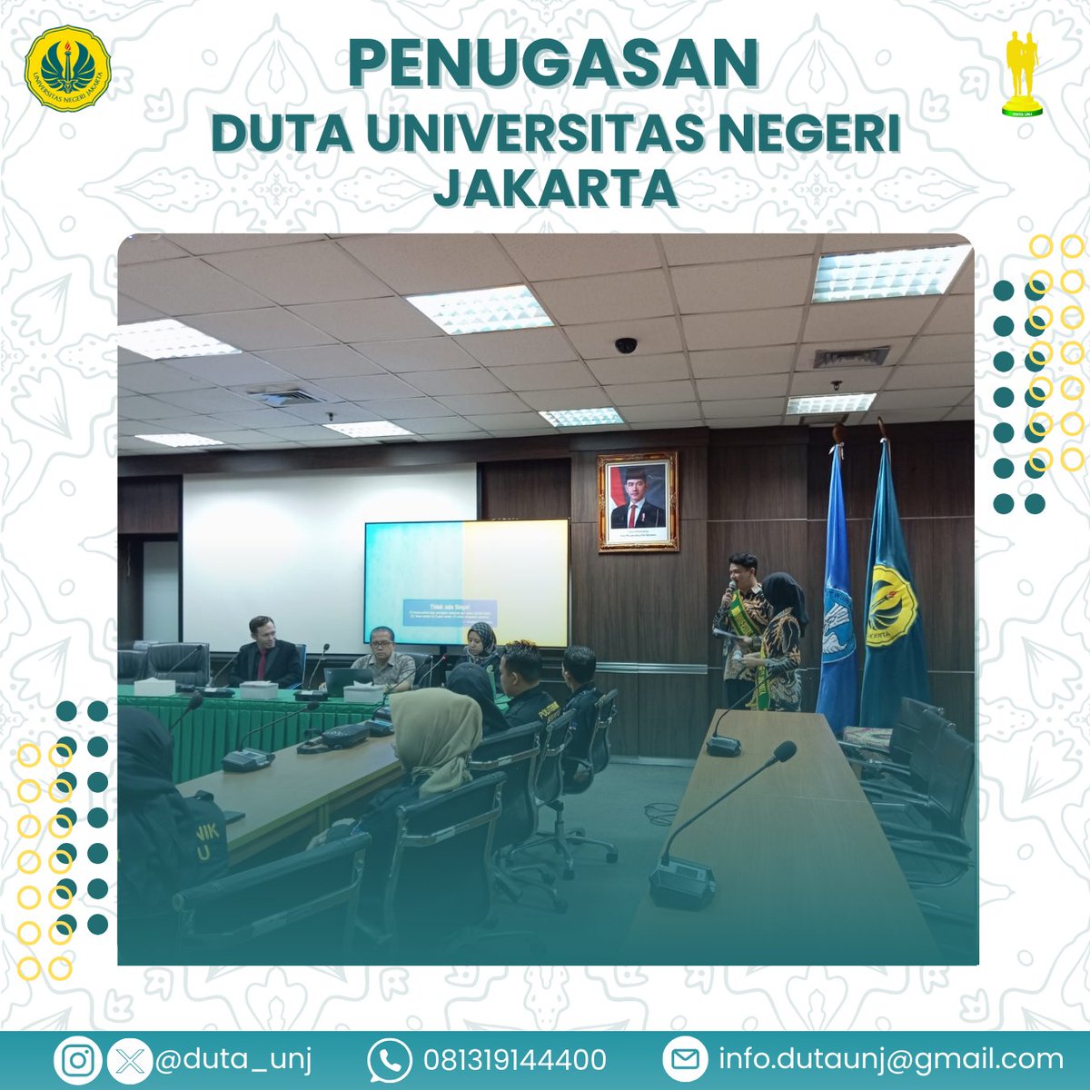 Duta_UNJ's tweet photo. [Penugasan Duta UNJ] 

Duta UNJ bertugas sebagai Pewara dan Naradamping dalam kegiatan Kunjungan Industri Politeknik Sekayu ke Universitas Negeri Jakarta.

Kegiatan ini menjadi ajang silaturahmi akademik yang memperkuat jejaring antar lembaga pendidikan.

#Duta_UNJ
#UNJ https://t.co/qWXdXIYsZT