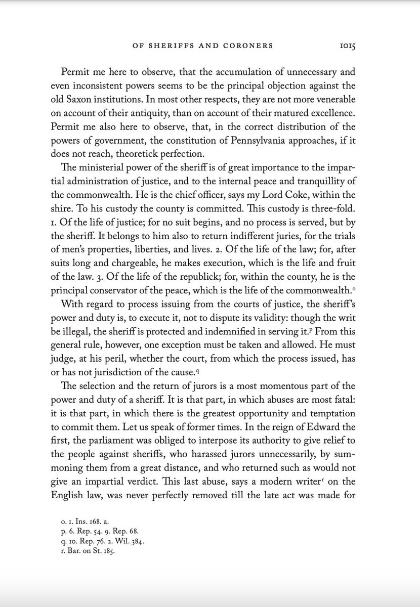 DavidHKinnaird's tweet photo. Note that there was some dispute over the extent of this principle, as seen in the dissent in Shaw, at 271-73 (disputing principle altogether), and in James Wilson's Lectures on Law: Of Sheriffs and Coroners, in 2 Collected Works 1015 (limiting principle to jdx of the cause). https://t.co/nyxjmlr24o
