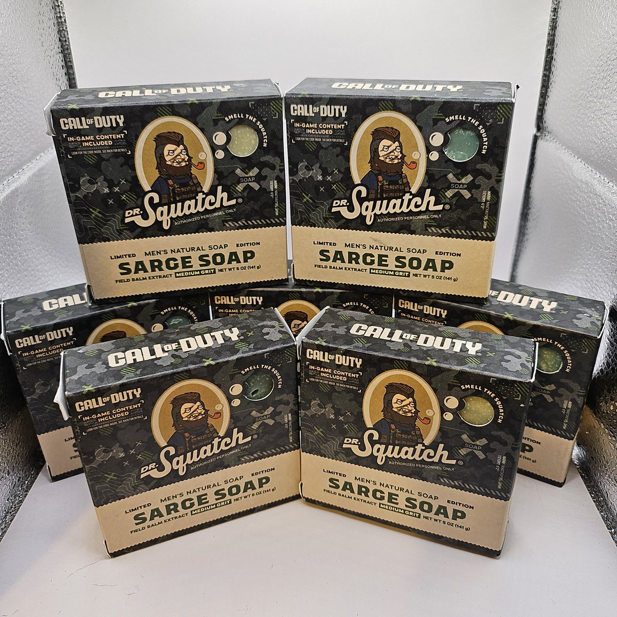 SammySimplicity's tweet image. Pictured here are 7 bars of the limited edition @DrSquatchSoapCo Sarge Soap. I just purchased 6 more from Walmart. I need this scent to not be limited edition because it's so good. I will be just as devastated when they discontinue this soap as I was when MW3 discontinued Soap