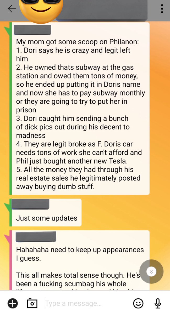 Shack2daFuture7's tweet photo. The fact that phildo still has Lewski LLC (Subway🥪) debt checks out with what was shared in this conversation among the locals back in 2021 where they claim he transferred the Subway debt into Dori’s name.
Also, the convo mentions Phil buying himself a new Tesla while he was broke bc he pissed all his money away on stupid stuff.
We later found out that he used company funds to buy himself this Tesla without consulting with the other owners/stakeholders.
Phildo likes to say that he owned companies and that he “owned a couple restaurants,” even describing himself as a “restaurateur” on a LIEstream. 🤪
DUDE! Get off your ass and go achieve something for real for once in your miserable life!
There’s a first time for everything, phil godlewski!
#exposePhilGodlewski