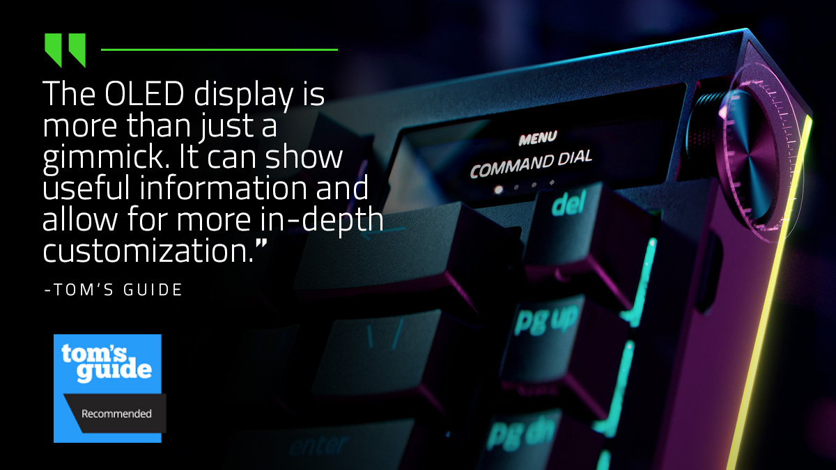 Razer's tweet image. Earning high praise for its OLED display and extensive customizability options, the Razer BlackWidow V4 Pro 75% scored the Tom’s Guide Recommended badge! Read the full review to learn why this gaming keyboard is way ahead of the competition: rzr.to/BWV4Pro75-Toms……