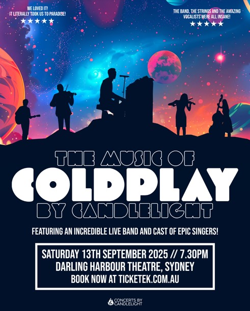 The Music Of Coldplay By Candlelight is coming to Darling Harbour Theatre, ICC Sydney this September.

📩 Subscribe to the ICC Sydney Theatre newsletter to get pre-sale ticket access on Monday 28 April at 2pm
🎟️ General tickets on sale Wednesday 30 April at 2pm