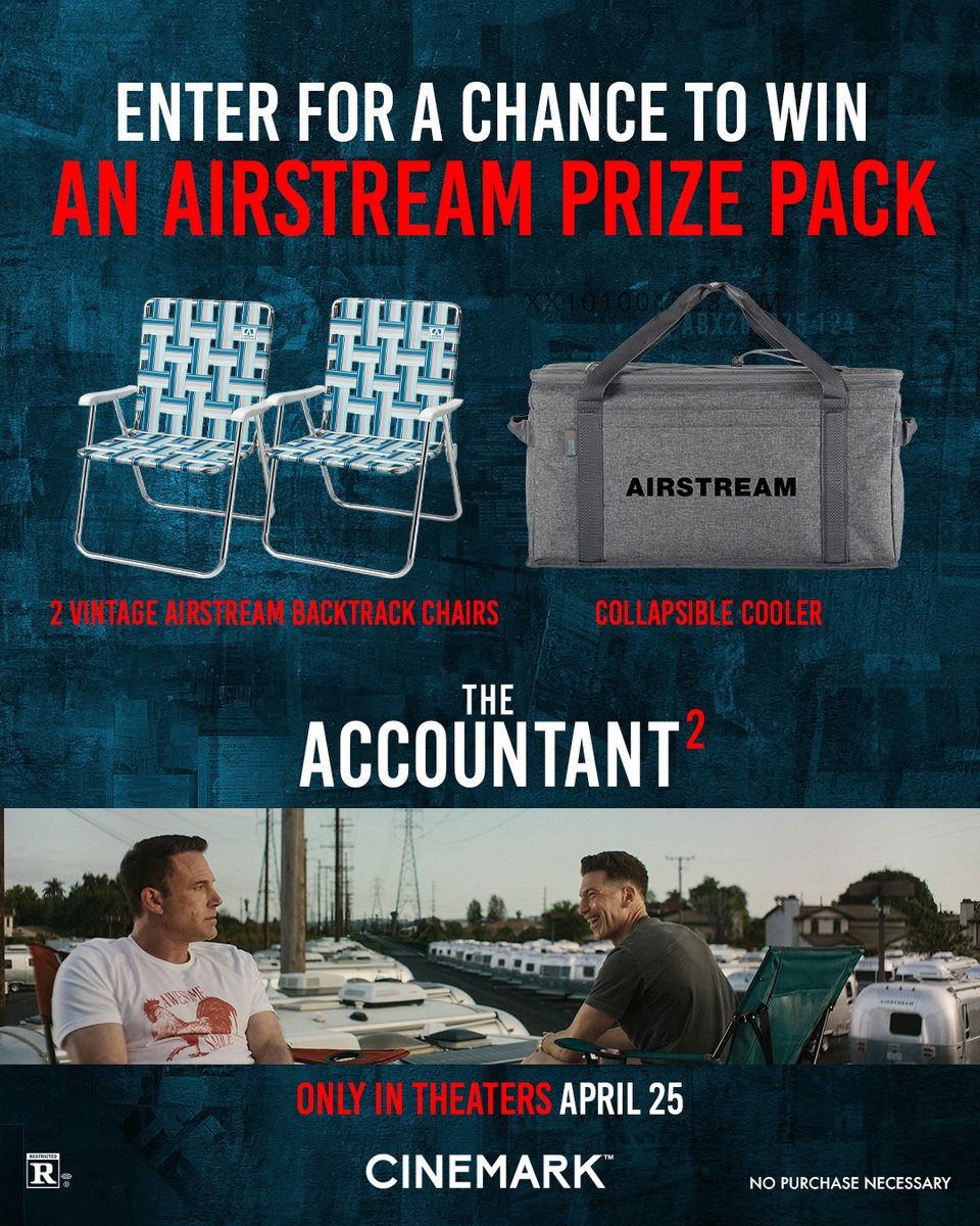 Cinemark's tweet image. 🚨 GIVEAWAY 🚨

FOLLOW US and RT this post for a chance to win a THE ACCOUNTANT 2 ✨PRIZE PACK✨

No Purchase Necessary. U.S/D.C. only, 18+. See Official Rules for all details. Enter by 5/3/2025 Rules: cur.lt/sdcdf9mue 

#CinemarkPrizePackSweepstakes