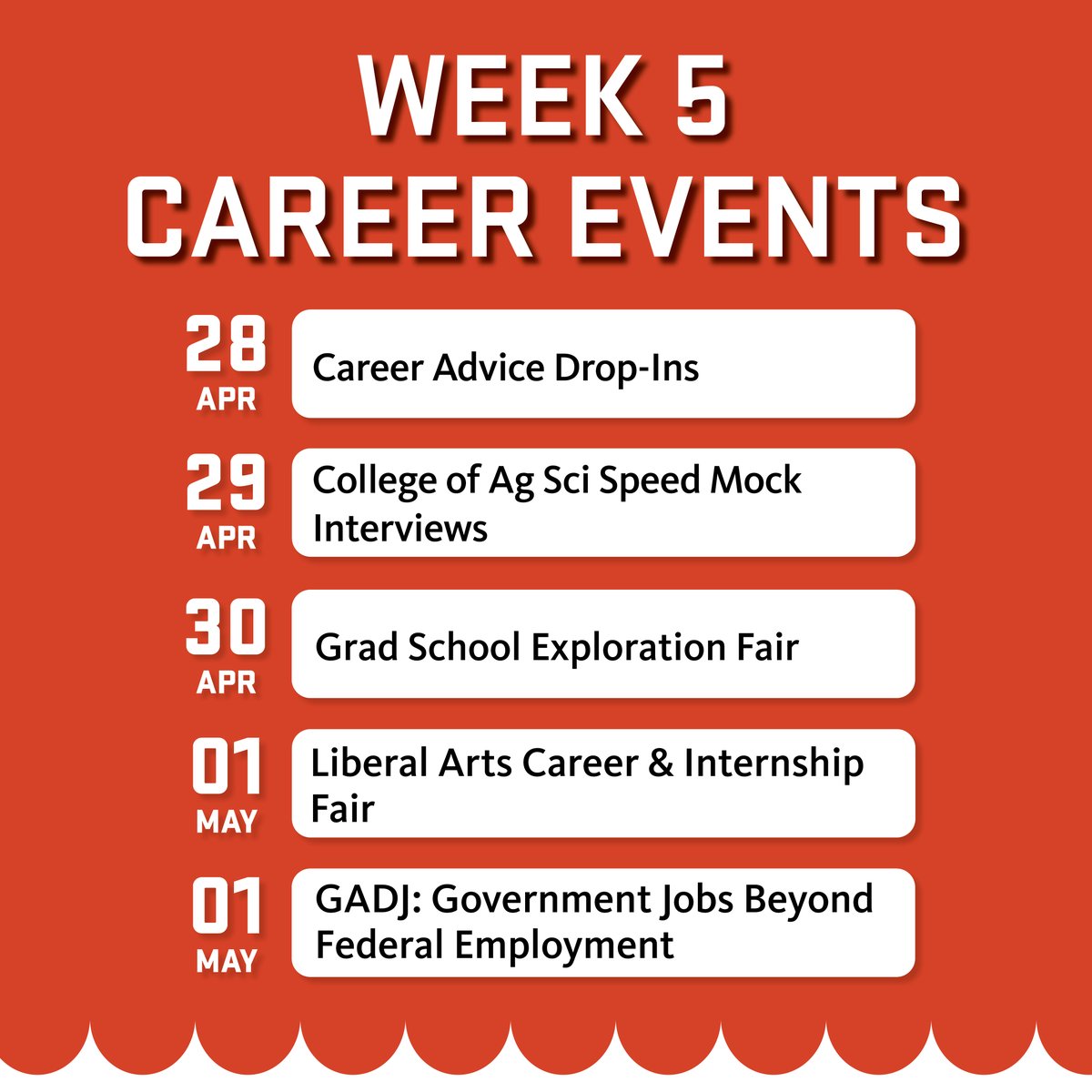 It’s midterm season, but your career still deserves a spot on the calendar 🗓️ Check out these events to see what opportunities you have this week!

#career #job #internship #interview #tip #oregonstate #gobeavs #spring #careerfair