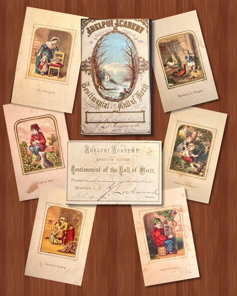 AdelphiAcademy's tweet image. FROM THE ARCHIVES: Check out this incredible collection of historic Adelphi Academy #honorroll certificates dating all the way back to 1868! Each one bears unique artwork on the front, & the original signature of founder & first Headmaster Mr. John Lockwood on the back!