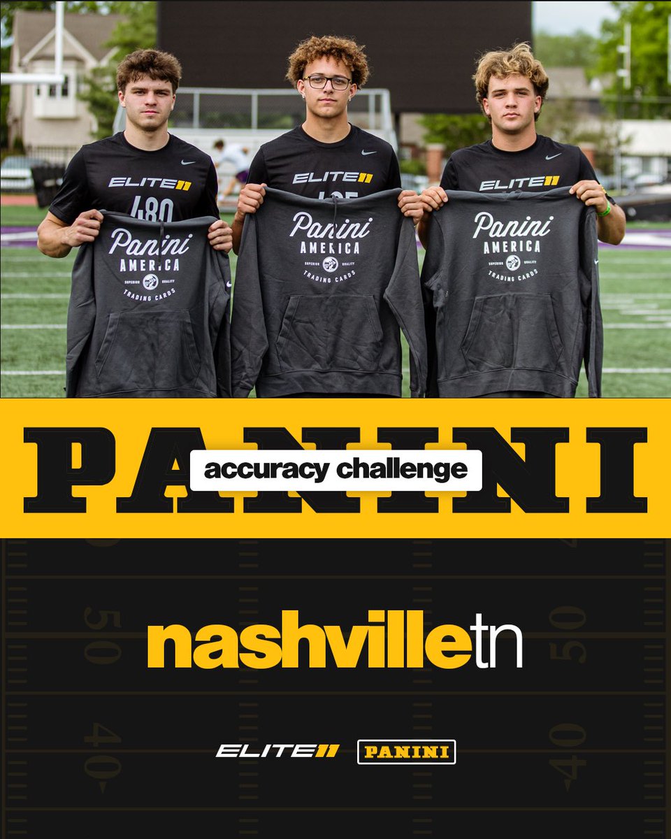Panini Accuracy Challenge winners from today’s Nashville #Elite11 regional:  
🥇’26 - Robert Kerns &amp; Gage Sturgill - 22 pts.  
🥇Underclassman - Braylen Warren (‘27) - 21 pts.