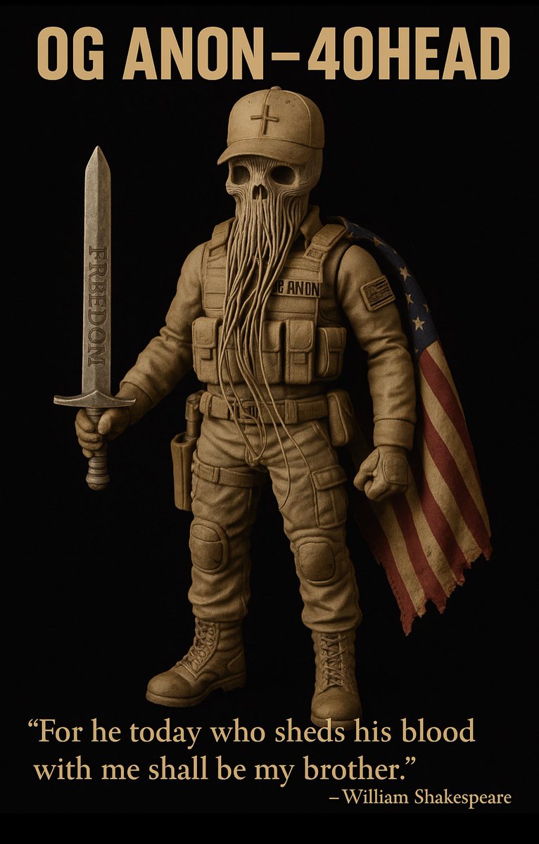 SysOps_Patriot's tweet photo. The @40_Head action figure is ready to serve, always on duty, never out of the fight!
#USA
#MAGA
#OGAnon
#NightShift
#WWG1WGA
#FightFightFight
#ForGodAndCountry https://t.co/a6hzL7DgVa