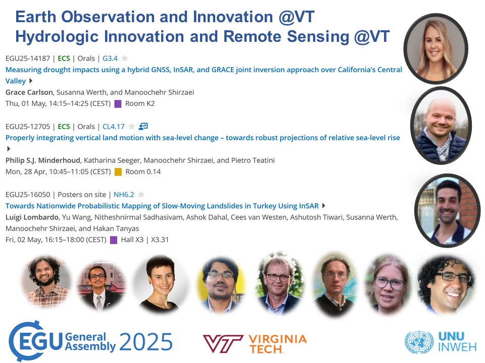 Manoochehr Shirzaei (@shirzaei) on Twitter photo *** Welcome to EGU 2025 ***
I wish you all a successful #EGU25 .
Please consider attending the following presentations by <a href="/EOI_lab/">Earth Observation & Innovation @VT</a> and <a href="/HIRSlab/">Hydrologic Innovation & Remote Sensing @VT</a> members and collaborators.
<a href="/virginia_tech/">Virginia Tech</a>
<a href="/UNUINWEH/">UN University-INWEH</a>
<a href="/vtgeosciences/">Geosciences at VT</a> *** Welcome to EGU 2025 ***
I wish you all a successful #EGU25 .
Please consider attending the following presentations by <a href="/EOI_lab/">Earth Observation & Innovation @VT</a> and <a href="/HIRSlab/">Hydrologic Innovation & Remote Sensing @VT</a> members and collaborators.
<a href="/virginia_tech/">Virginia Tech</a>
<a href="/UNUINWEH/">UN University-INWEH</a>
<a href="/vtgeosciences/">Geosciences at VT</a>