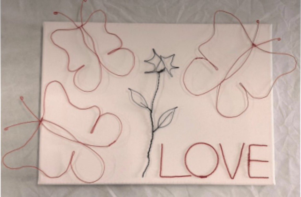 Yarden Bibas created this piece of art entitled Freedom &amp; Love. He dedicated it to his murdered wife and children. 

Yarden: “Butterflies symbolize for me, first of all, the sweet Ariel, and with him the beloved Shiri and Kfir. They represent freedom, air, sunlight, independence.