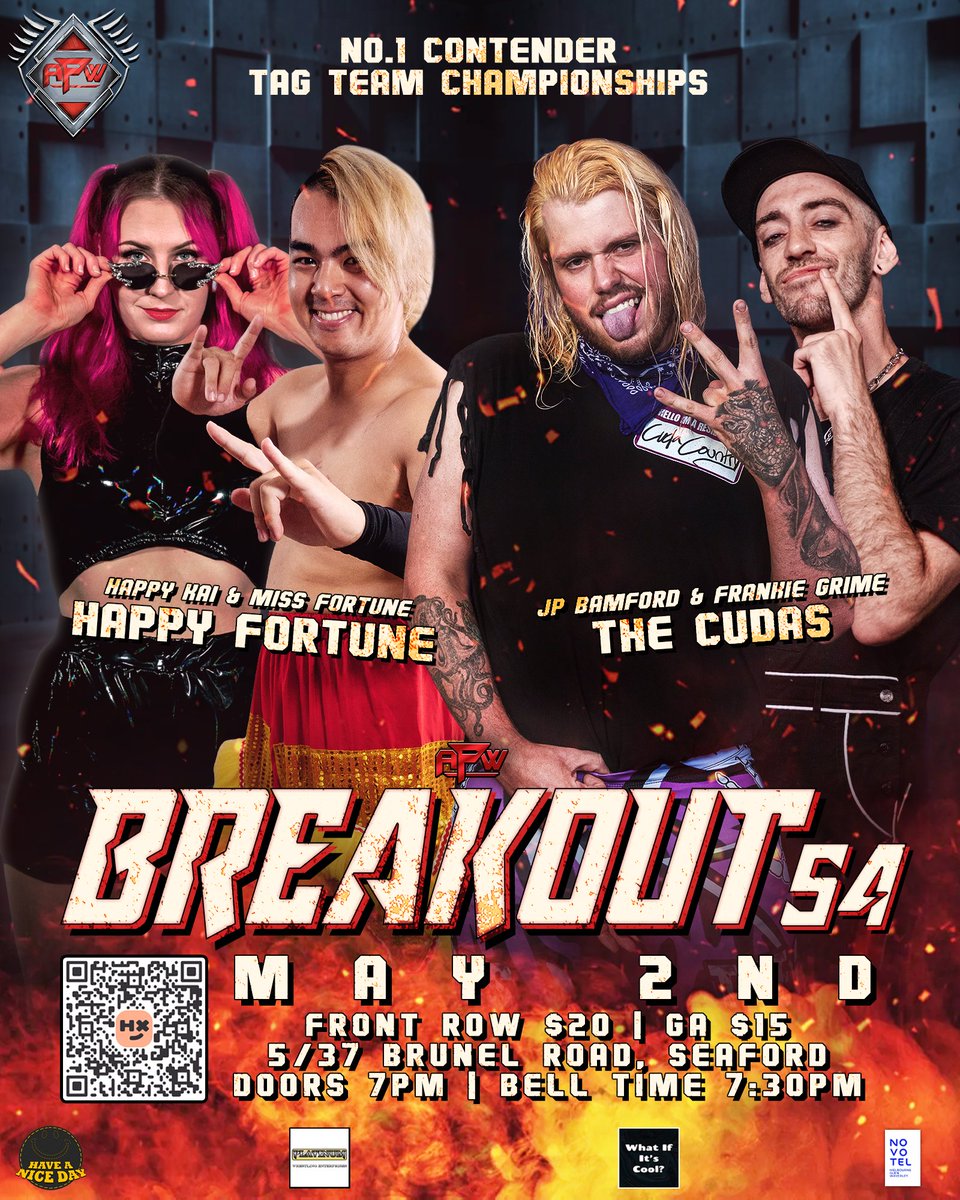 AdrenalinePW's tweet photo. Happy Fortune and The Cudas both had impressive runs during the #APWBattle Rumble, and at #APWBreakout54, they'll face off for a shot at the Tag Team Championships!
Which team will earn a huge shot at the gold?
GET TICKETS NOW π https://t.co/gGPpwYJZdK https://t.co/Hx6uxdmW3x