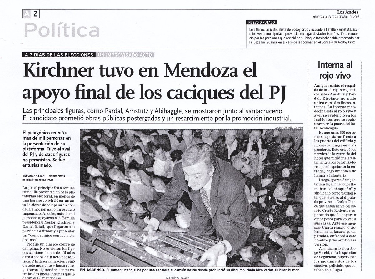 grcarmonac's tweet photo. A 22 años de la elección que llevó a Néstor Kirchner a la Presidencia de la Nación, mi recuerdo afectuoso hacia él  y hacia los compañeros y compañeras del kirchnerismo  fundacional de #Mendoza. 
Los días más felices fueron y serán peronistas. https://t.co/0rmSCyFunk