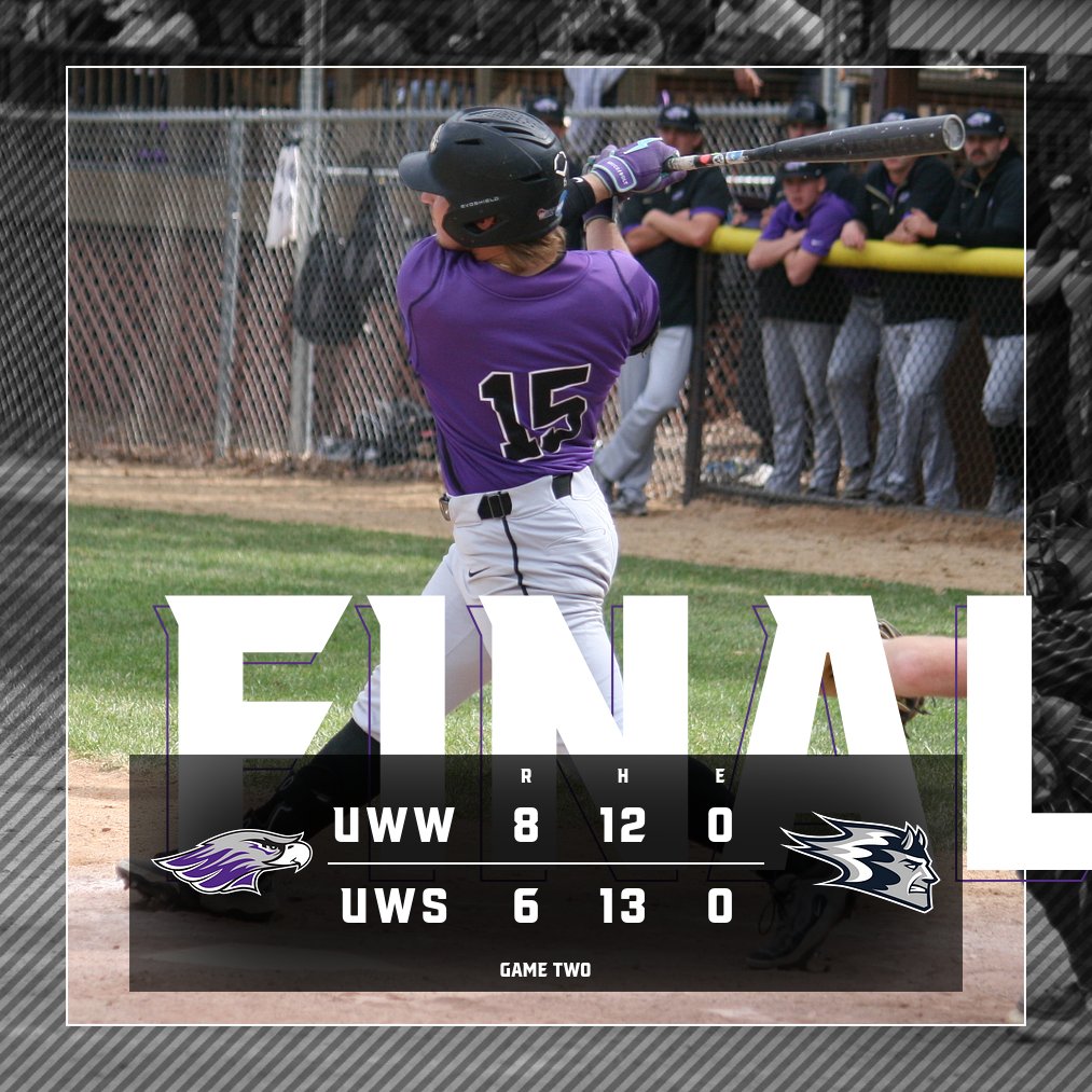 Warhawks stay in the win column with series win! Next weekend, UWW will face UW-Platteville while hosting the Baseball Alumni celebration!

M. Scolan: 3/4, HR, RBI
E. Frank: 2/4, HR, 4 RBIs
A. Thies: 2/4, HR, 2 RBIs
WP: E. Wickman
SP: B. Lee