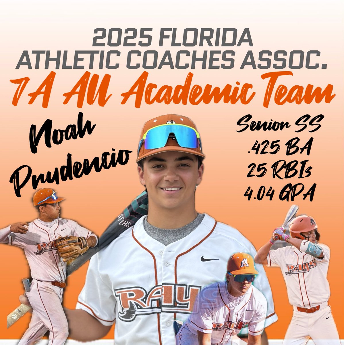 Honored to be named the 2025 7A All Academic Player by the Florida Athletic Coaches Association. Thank you Coach Laufman for the nomination and support.
￼

<a href="/FSCJBaseball/">FSCJ Baseball</a>
<a href="/ACRaysBaseball/">Atlantic Coast Baseball (Official)</a>
<a href="/FACACoach/">FACA</a>