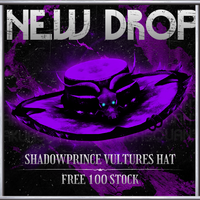 I JUST RELEASED AS A SURPRISE FREE LIMITED THE SHADOWPRINCE VULUTRES HAT (roblox.com/catalog/129251…) 

EVERYONE THAT LIKES THIS POST WILL PARTICIPATE IN A GIVEAWAY FOR WIN A FREE COPY!  #RobloxFreeUGC #RobloxUGCLimited