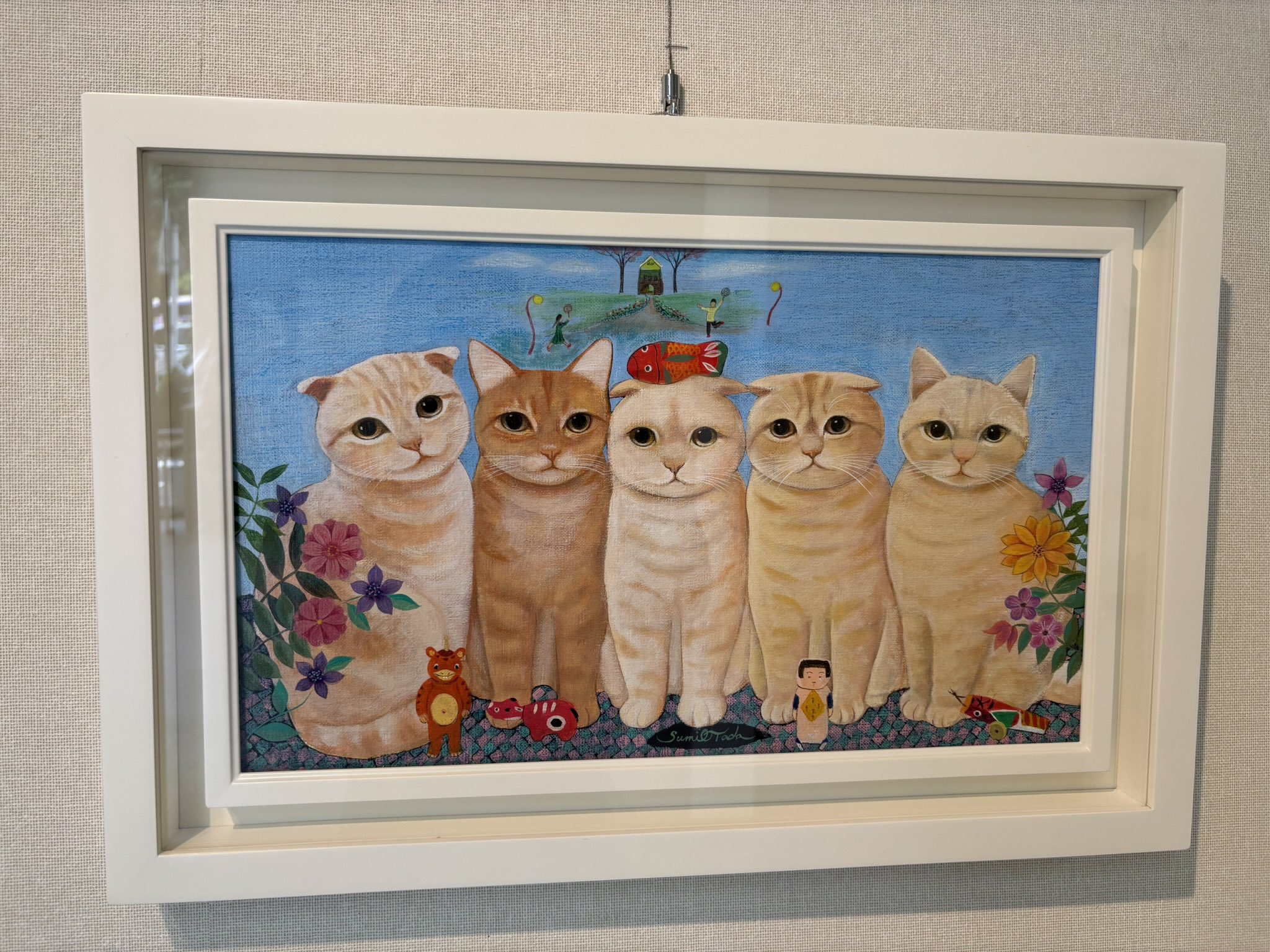 メーカー直送】 リトグラフ 多田すみえ 版画 花 アート ネコ 猫