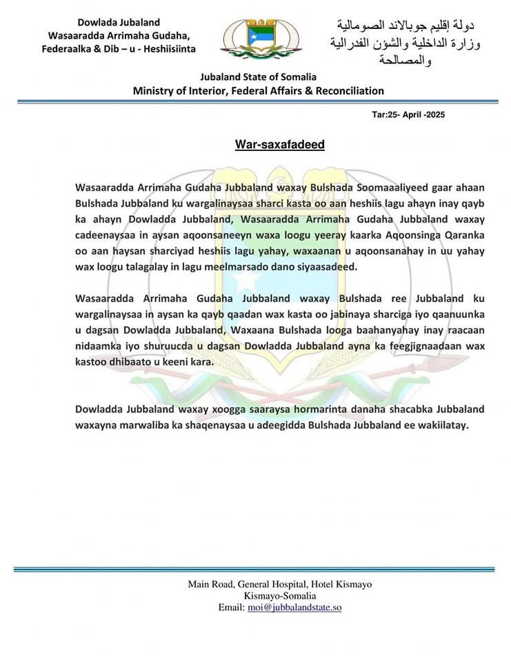 Hussein_008p's tweet photo. “Axmed Madoobe wuxuu caqabad weyn ku yahay horumarka Soomaaliya iyo himilada ah in dalkeennu noqdo mid mideysan, cadaalad ah, oo nabad ku wada nool. Waxaan halkan si cad uga caddeynaynaa: shacabka Jubbaland ma aha hanti uu leeyahay Axmed Madoobe ama beel gaar ah https://t.co/QUmb3RrsQ4
