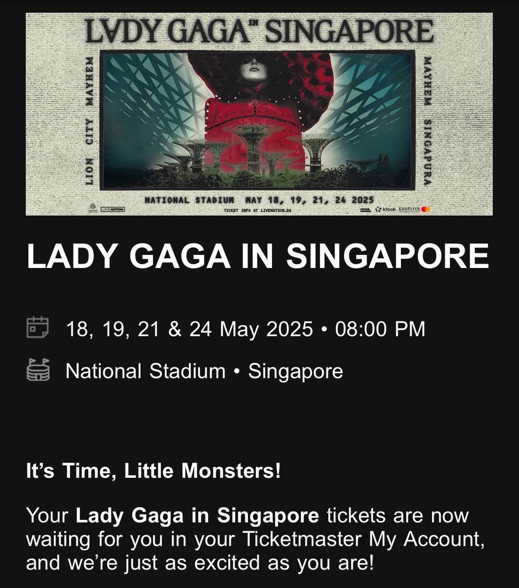 crowd_tix's tweet photo. Little Monsters, tiket konser kalian sudah mulai bertahap didrop di akun ticketmaster nih. Dicek berkala ya. Untuk yang tiketnya di akun MinTix, nanti MinTix akan fw ke email kalian ya. Stay tuned ! SEE YA ON MAY 🥰

#LadyGagaInSingapore https://t.co/bMyHAbmMxB