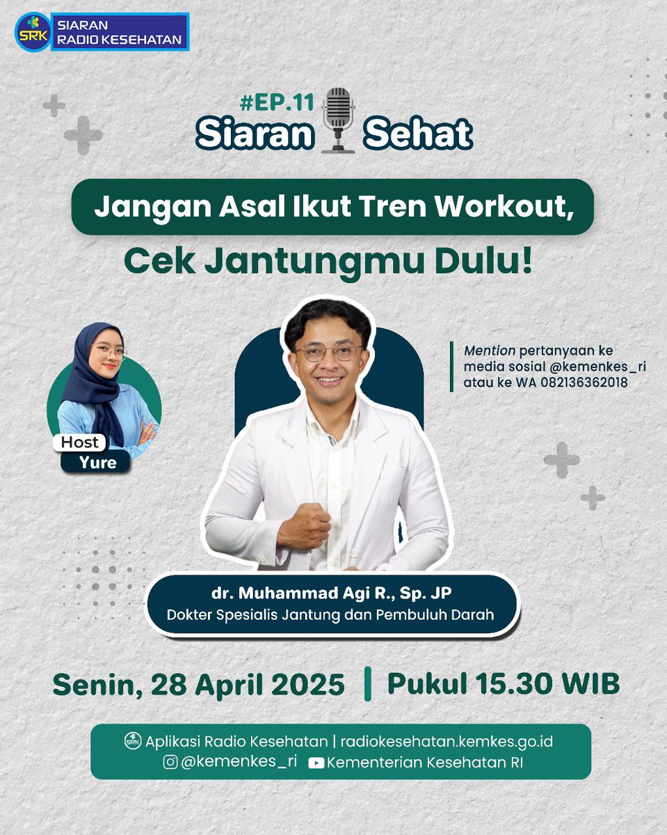 fsapradana's tweet photo. Yg mau nanya2 tentang workout yg aman dan screening sebelum partisipasi olahraga, bisa join nanti sore. 

Bersama senior saya @Gustisiya, dokter jantung sekaligus workout enthusiast

Cc @tirta_cipeng @damakusuma https://t.co/aZCnuXDEKP