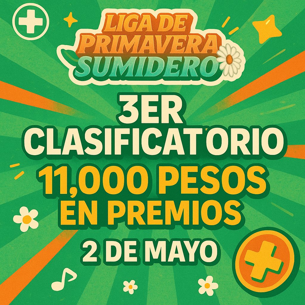 🌸 Liga de PRIMAVERA 🌸
📅 2 MAYO
✴️3/5  Clasificatorio Singles | 7:30 ( hasta terminar 8 partidas ) 

✴️Torneo de Dobles |6:00 pm  
start.gg/tournament/lig…

⚠️@ en los comentarios a un amigo en el Post de X y recibe un pin gratuito⚠️