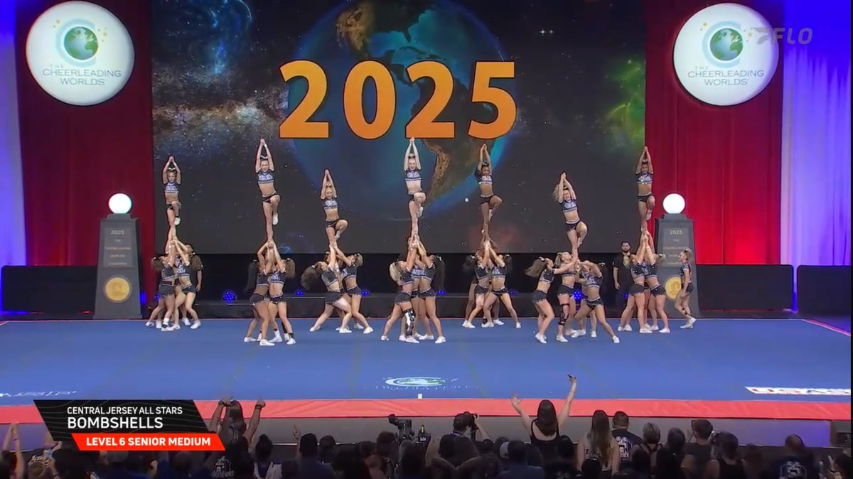 steeItough's tweet photo. AFTER REVIEW:

Central Jersey All Stars Bombshells
(Medium Senior 6)

2 BB, 1 OOB

#CheerWorlds2025 | Sunday https://t.co/47HZ5IoPzJ