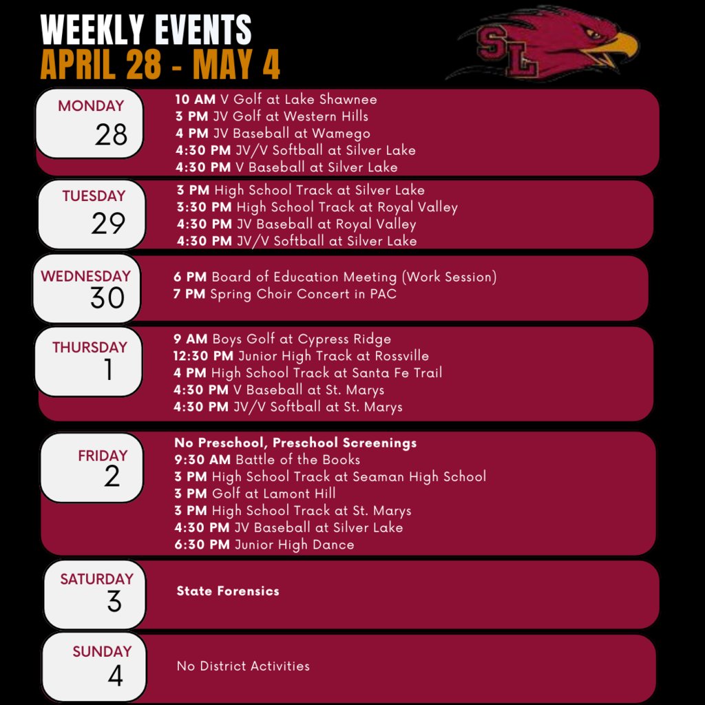It is a busy week ahead, let's make it a great one! #SLEagles