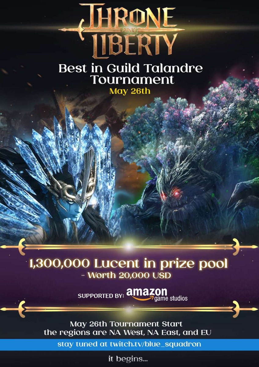 Signups are here for the next <a href="/BlueSquadLive/">BlueSquadron</a> "Best in Guild" Tourney!

📅 Starts May 26
🗺️ NAW, NAE, and EU
🏆 Total prize pool 1.3M Lucent

Sign Up Links Below ⬇️
