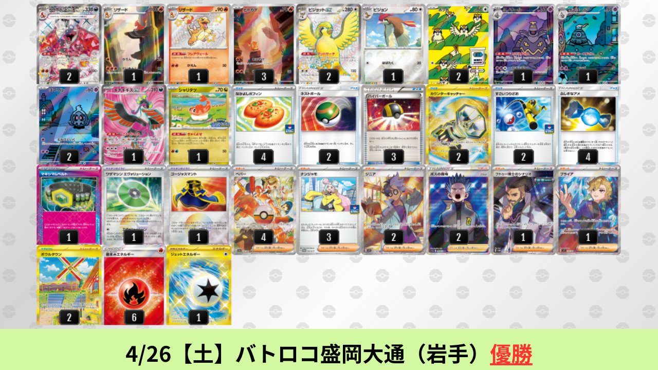 最新ポケカ【ブースターex】優勝デッキレシピ毎日まとめ