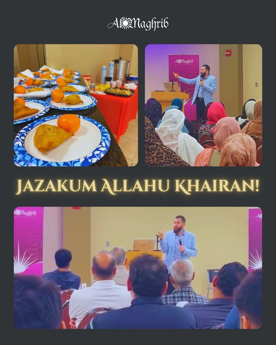 Alhamdulillah for a gem-packed <a href="/AlMaghribWorld/">AlMaghrib Institute</a> IlmNight with Sh. <a href="/MajedMahmoud2/">Majed Mahmoud</a> at <a href="/DarAlTaqwa2/">Dar Al Taqwa</a>. 🙌  May Allah (swt) increase us in beneficial knowledge that leads to action and acceptance, ameen. Jazakum Allahu khairan to Sh. Majed and everyone who supported and attended!