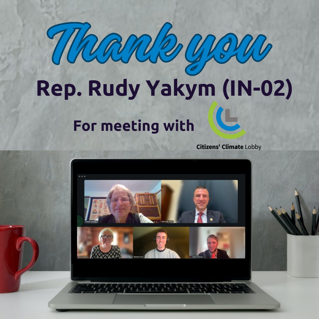 Earlier this month, <a href="/citizensclimate/">Citizens' Climate Lobby</a> volunteers met with <a href="/RepRudyYakym/">Congressman Rudy Yakym</a> (IN-02), who serves on the Ways &amp; Means Comm. We were there to provide clear &amp; full support for clean energy tax credits that have spurred economic growth &amp; created jobs in Indiana + beyond.
Thanks, Rep Yakym!
